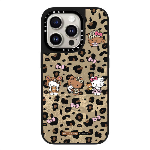 MIAIKOSS/妙吻联名哈喽KT黑色豹纹凯蒂猫适用iPhone16Promax苹果手机壳15潮牌14防摔套13个性12女磁吸版卡通