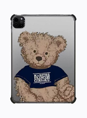 CASE联名MARITHE丹宁牛仔小熊适用苹果iPad Pro12.9寸平板保护套2024 Air第3/4/5/6/7代11寸卡通防摔壳mini