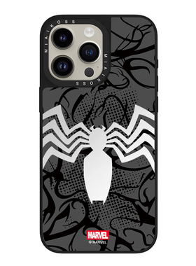 联名漫威超凡蜘蛛侠黑色标志适用iPhone15Promax苹果17手机壳潮牌14防摔套13个性12女16磁吸版艺术家创意精致