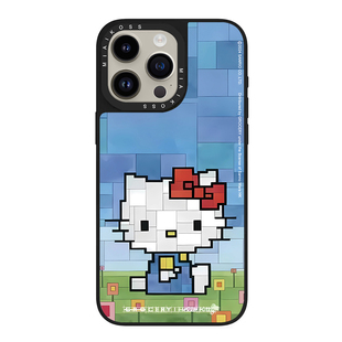 适用联名哈喽KT黑底凯蒂猫积木线条iPhone16Promax苹果手机壳15潮牌14防摔套13个性12女17创意磁吸版精致卡通