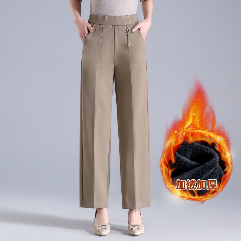 时尚妈妈裤子2026秋季新款高腰宽松休闲阔腿裤休闲百搭中老年女裤图片