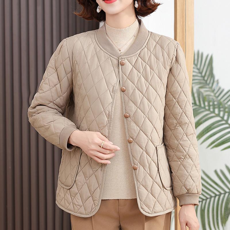 中老年妈妈装羽绒棉服女秋冬新款外穿轻薄保暖棉衣内穿小棉袄外套
