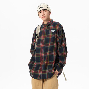 特P35无差价长袖高品质春秋格子衬衫-HS2150 日系白底