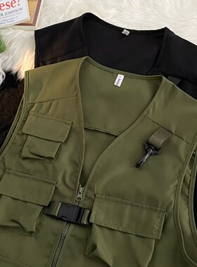 日系复古痞帅工装ins无袖马甲休闲背心les帅t潮流男女GM03-P30