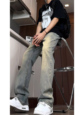 B221 美式ins高街暗黑小众修身微喇牛仔裤 LK24168-E60 潮78面料