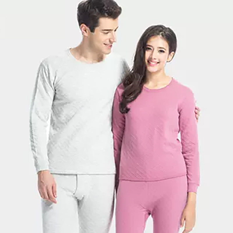 三枪保暖内衣秋冬男加厚型三层纯棉圆领秋衣秋裤全棉女打底衫套装