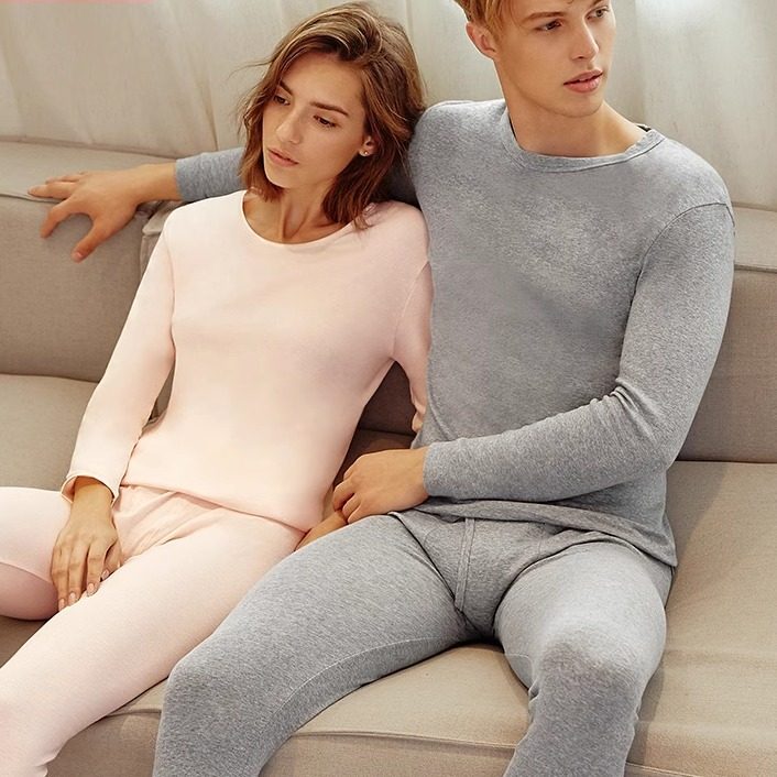 三枪内衣男士秋冬纯棉薄款保暖长袖长裤打底圆领全棉秋衣秋裤套装