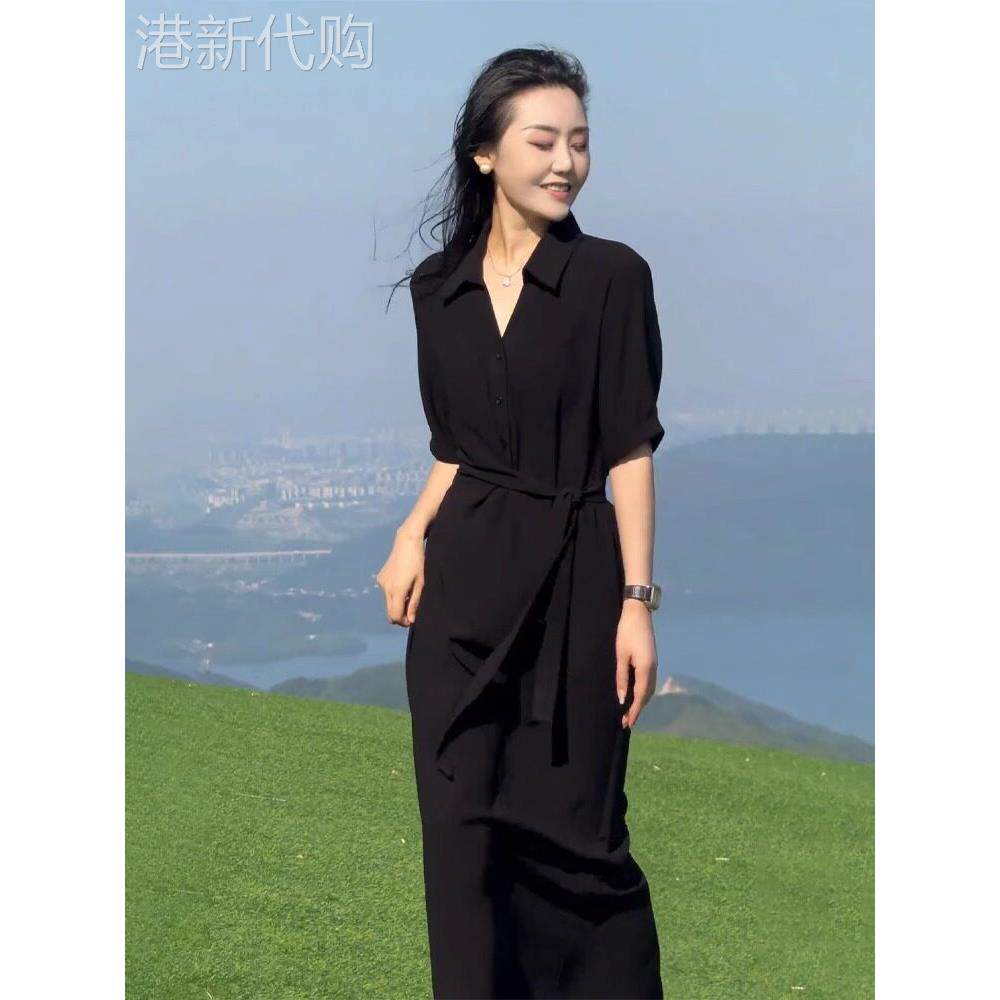 高端奢华名牌连衣裙，黑色淑女优雅，时尚苗条的赫本风格长裙，大