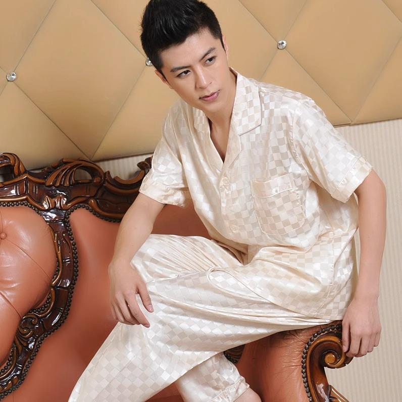 春秋睡衣男士夏季薄款冰丝短袖长裤真丝大码春秋家居服短裤套装