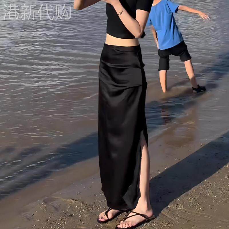 黑色半身裙女2026夏季新款高腰显瘦时尚百搭气质简约修身直筒长裙