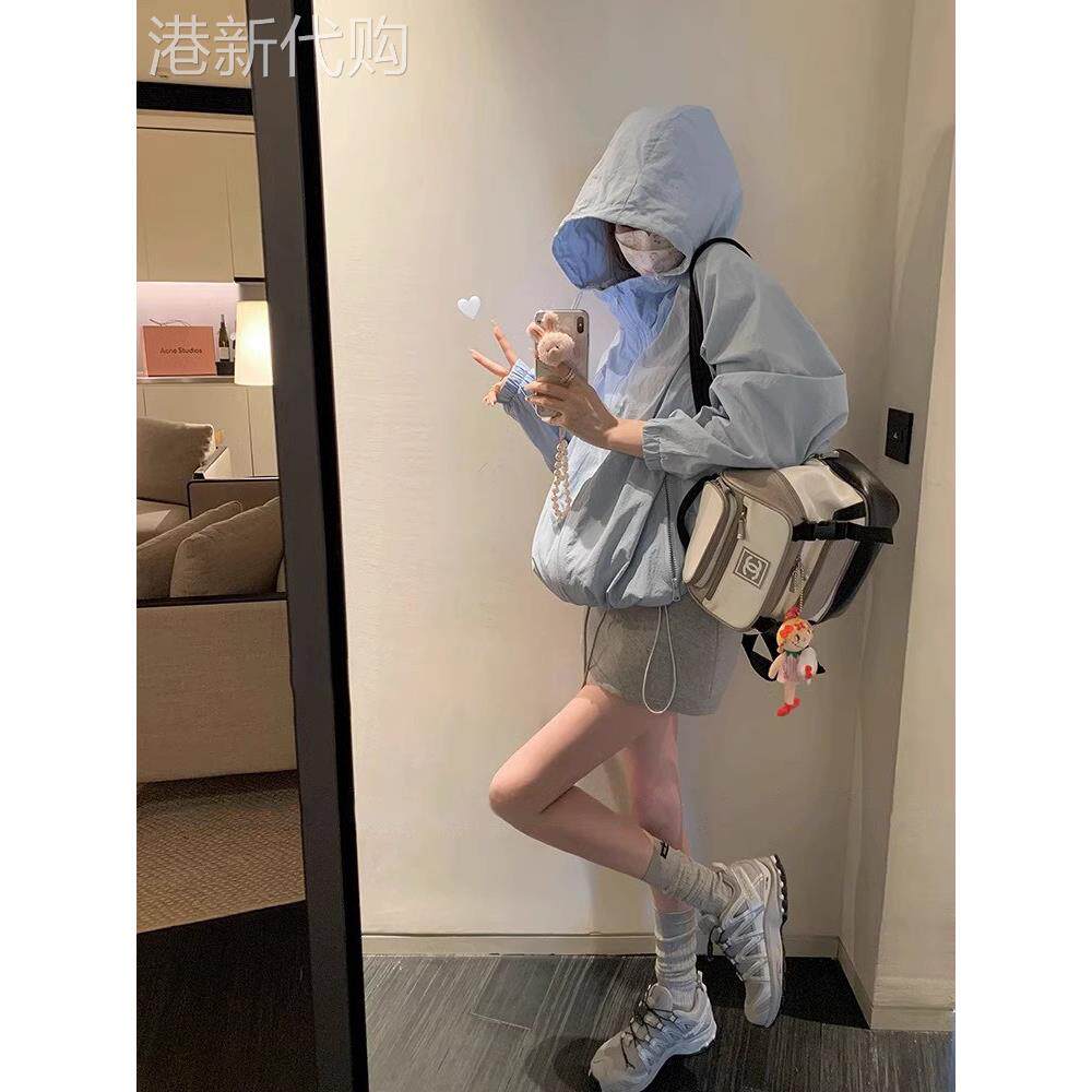 2025新款夏季妇女连帽防晒服，薄韩式宽松户外防紫外线透气短夹克