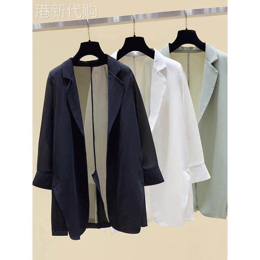 雪纺西装外套女2025夏季新款韩版宽松中长款洋气薄款披肩西服上衣