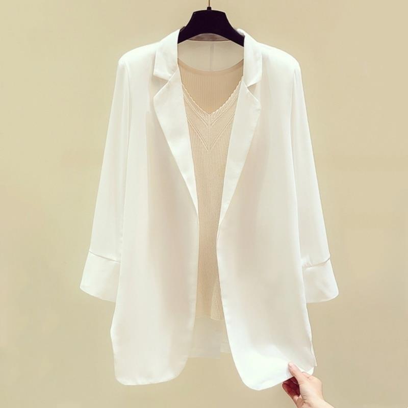 潮牌CVY雪纺西装外套女2025夏季新款休闲时尚百搭西服薄款防晒衣