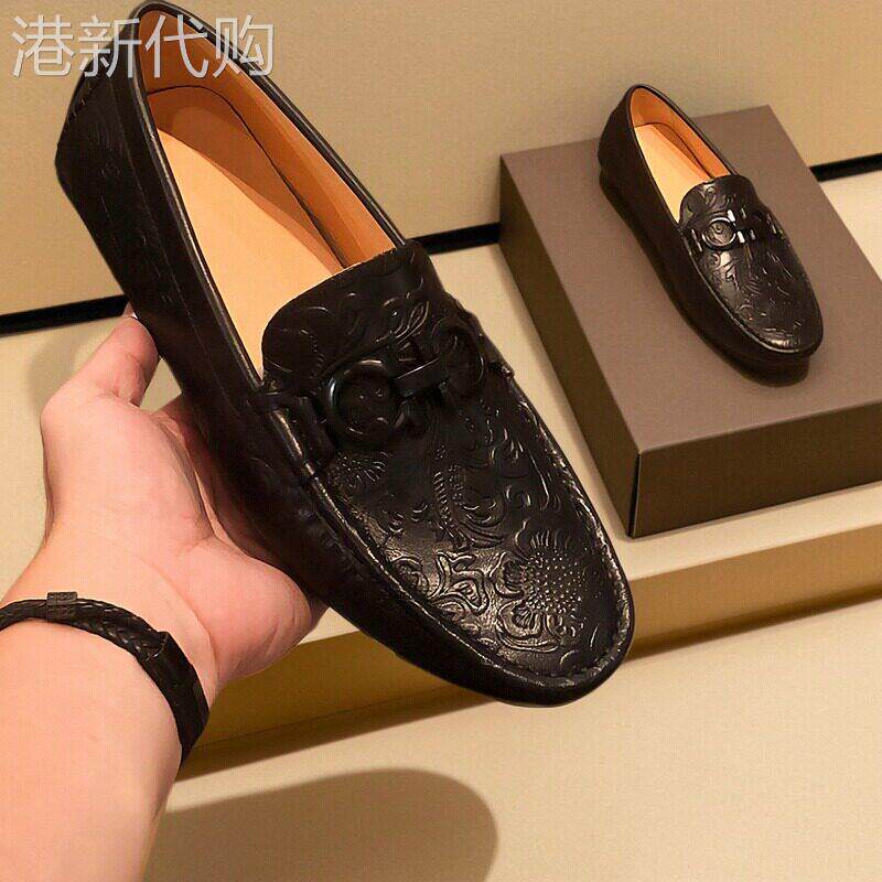 男士高端豆豆鞋2025新款潮流百搭真皮轻奢休闲一脚蹬懒人鞋乐福鞋