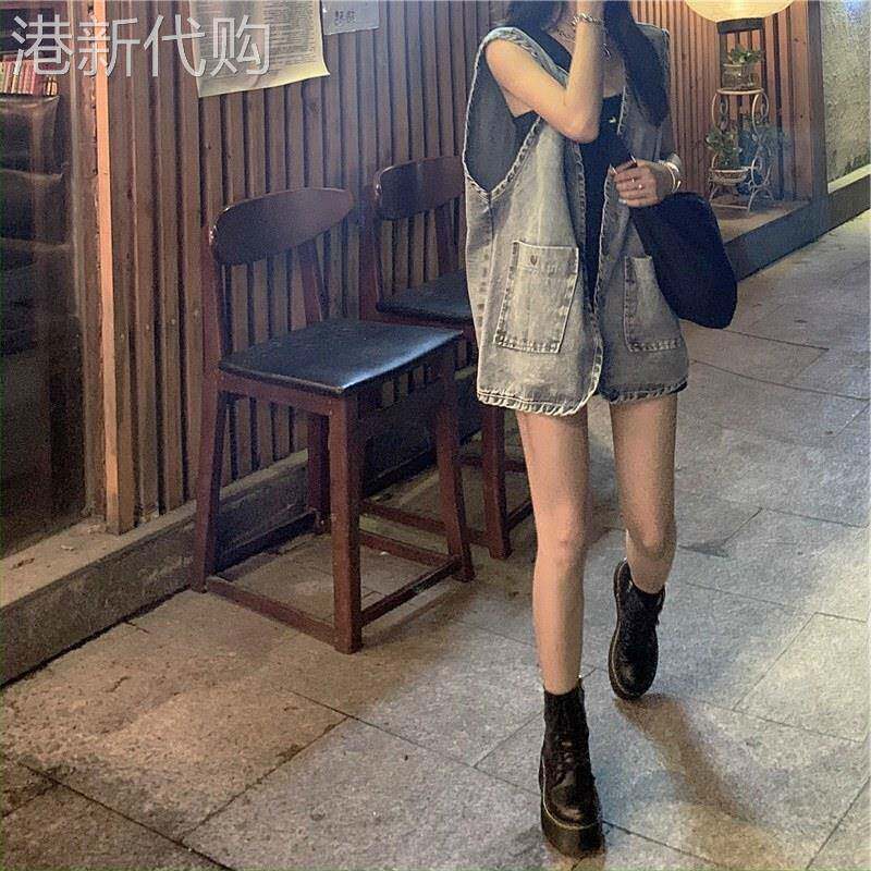 牛仔马甲外套女早秋2026欧货小衫bf学生工装外搭无袖背心马夹上衣