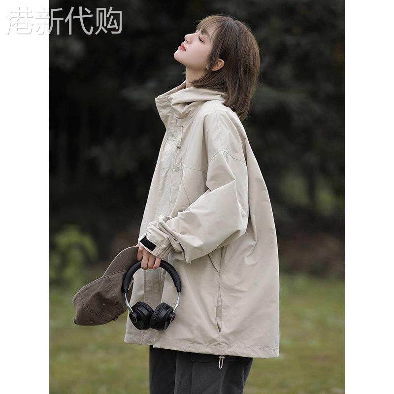 潮牌日系工装外套女2025春秋户外oversize冲锋衣设计感小众棒球服
