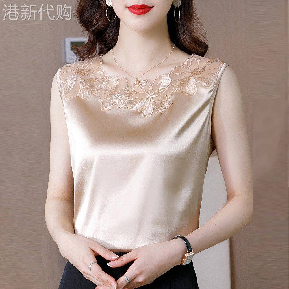 中年妈妈冰丝背心吊带女夏季薄款宽松大尺码内搭无袖短袖高级感上