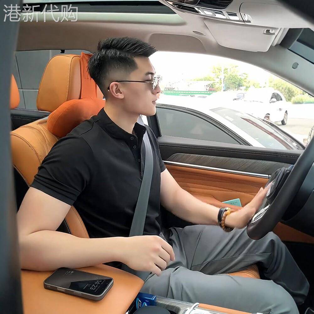 LL男装亨利领短袖polo衫男夏季收袖口健身运动显肌肉硬汉半袖T恤