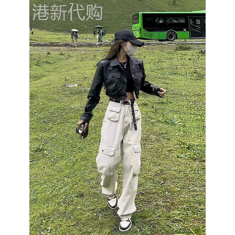 黑色PU皮衣短款夹克外套女春秋欧货美式小个子机车风格辣妹上衣