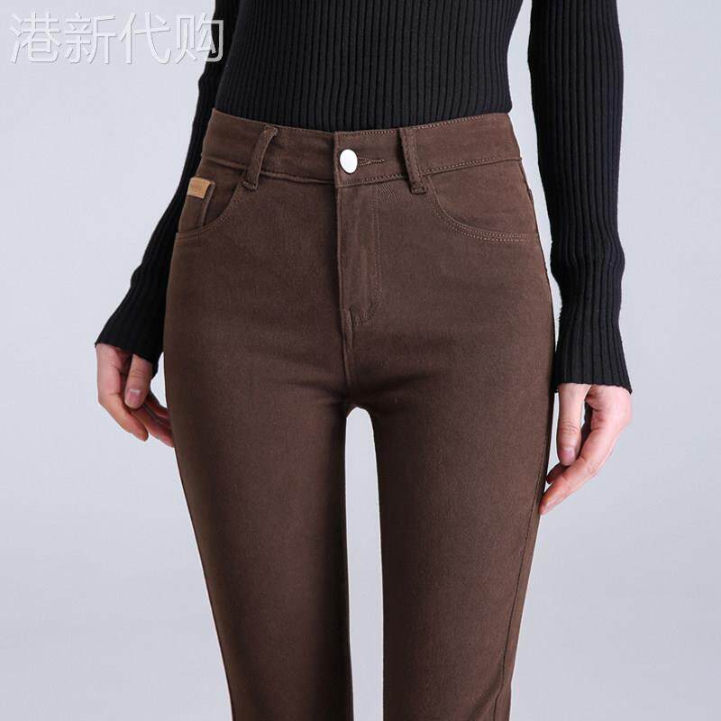 咖啡色高腰牛仔裤女2025年春季新款紧身铅笔女裤弹力修身小脚裤子