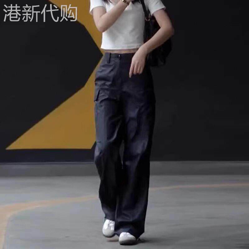 黑色工装阔腿裤女夏季薄款2026新款美式时尚显瘦小个子复古直筒裤