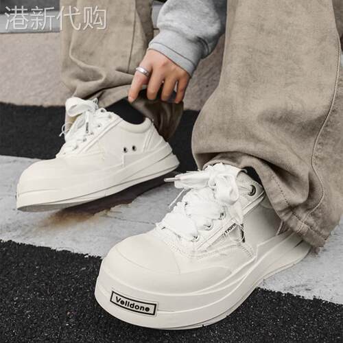 Houston Shoes！新款春季透气帆布鞋男厚底毛须绷带大头小众板鞋