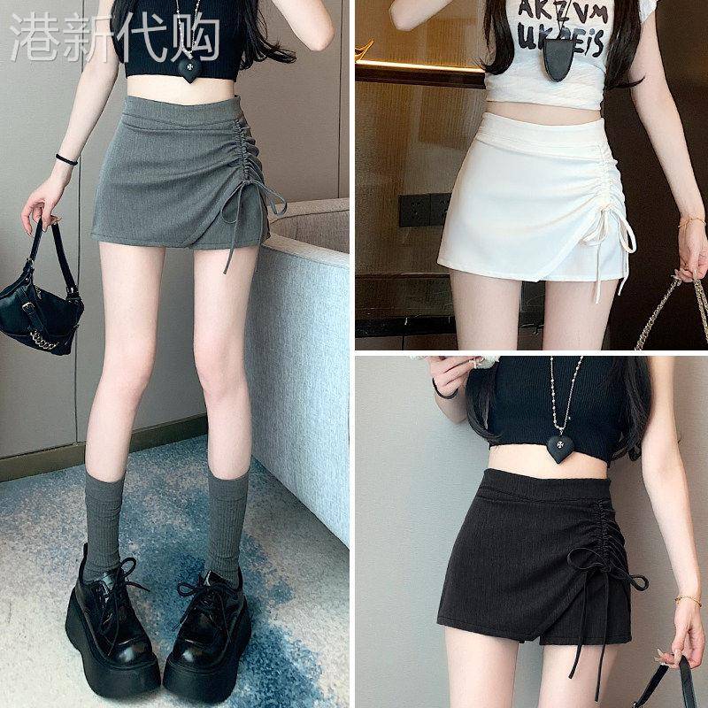 短裙半身裙女春夏新款高腰不规则小个子抽绳a字性感显瘦包臀裙裤