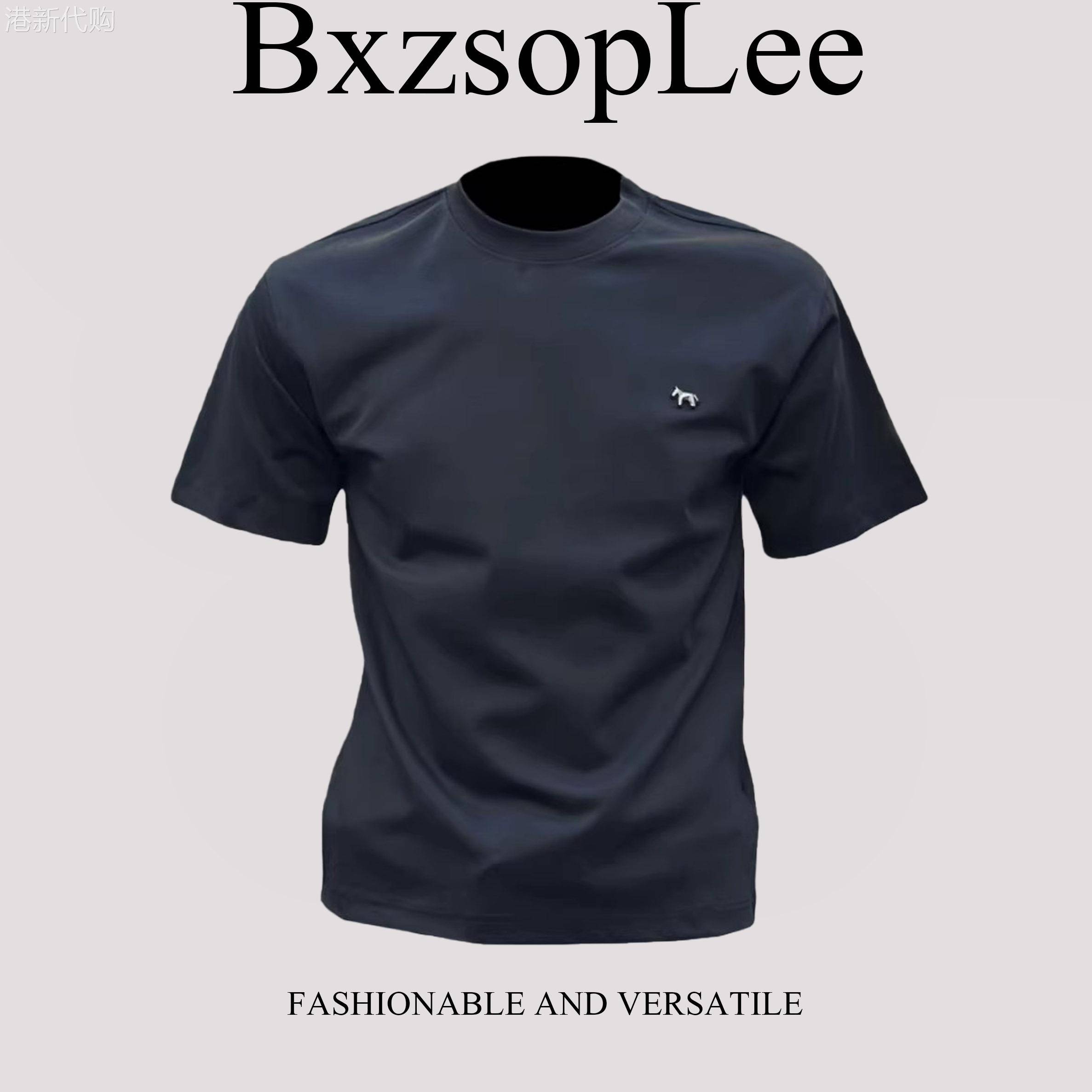 BxzsopLee 男装 马年新款金属小标志短袖夏季秀禾青年休闲圆T恤