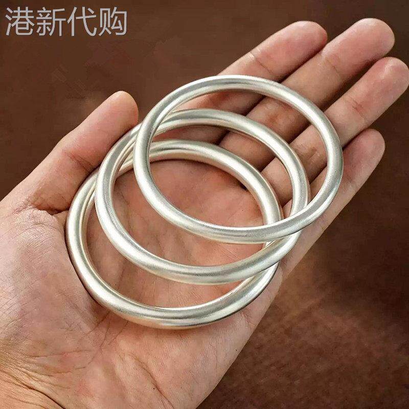 官方正品足银999.9古法素圈手镯实心纯银传承镯子送妈妈女友礼物