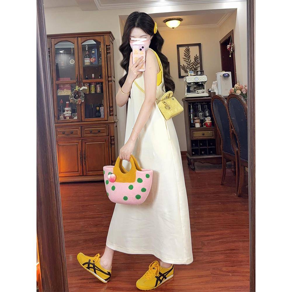 韩国2025夏新款吊带背心连衣裙两件套时尚洋气穿搭背带长裙套装女