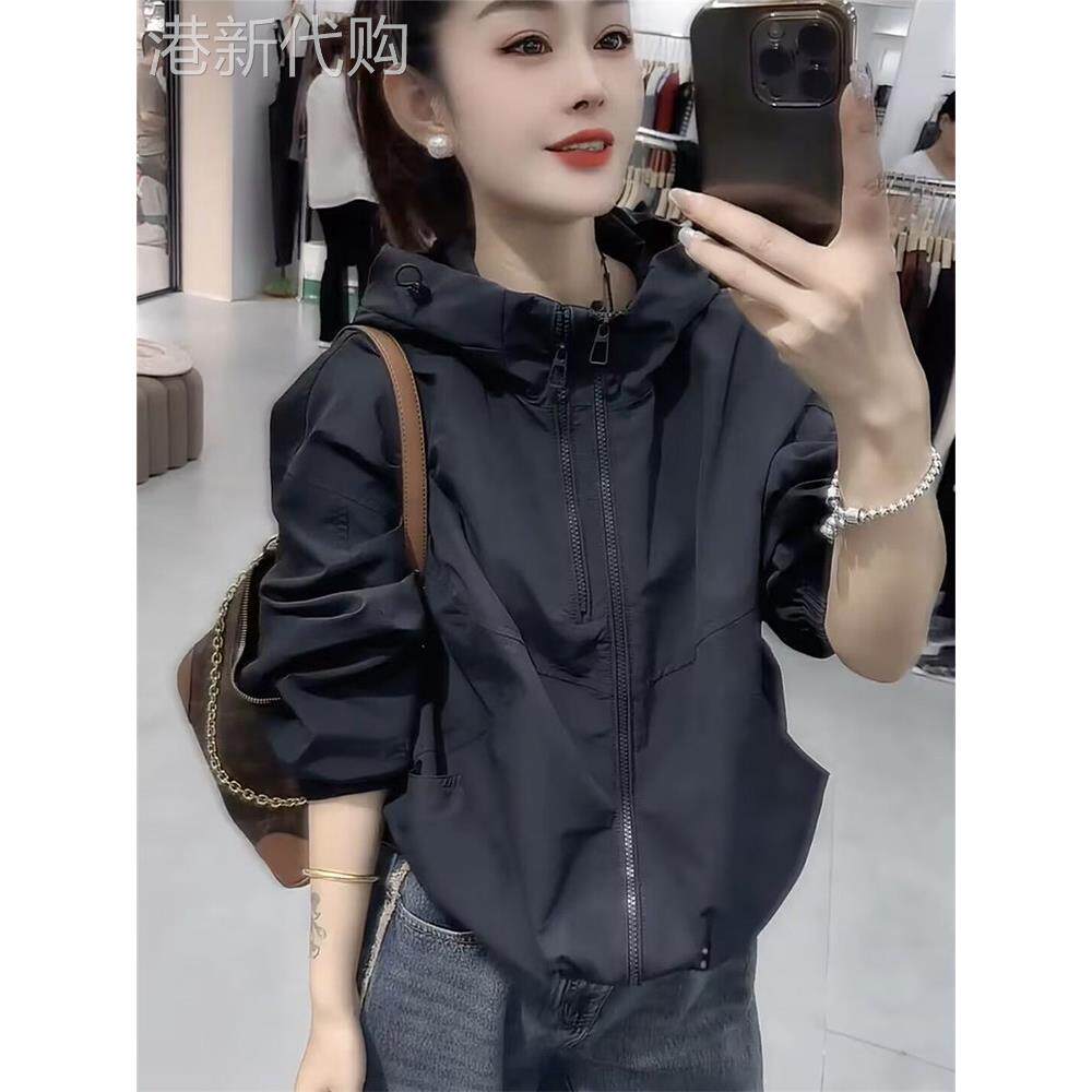 双拉炼连帽工装外套女款秋季2025新款休闲运动小个子短款夹克上衣