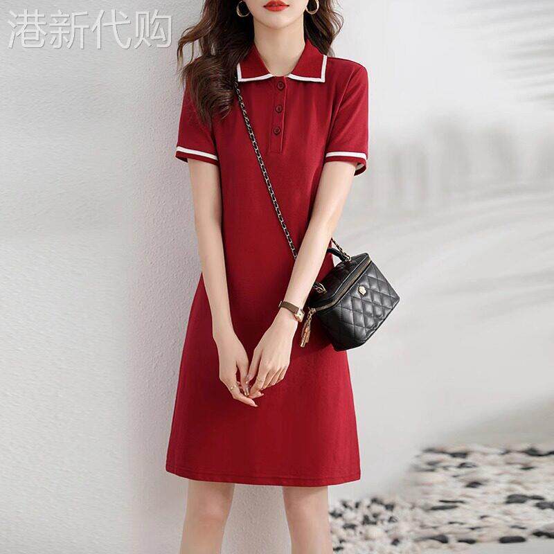 polo领连衣裙女2026夏季新款洋气减龄休闲中长款遮肉运动T恤裙子