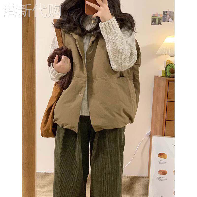 羽绒棉马甲背心女外穿2025新款秋冬款圆领宽松无袖背心马夹外套女