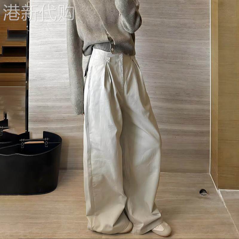 杏色阔腿裤女装2026夏季新款时尚百搭高腰显瘦修身垂感宽松休闲裤
