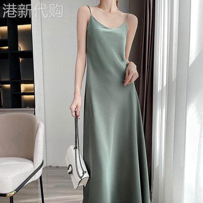 时尚品牌三醋酸盐经典吊带连衣裙的妇女在夏天，宽松的内部与法国