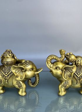 黄铜葫芦大象一对吸水象工艺品