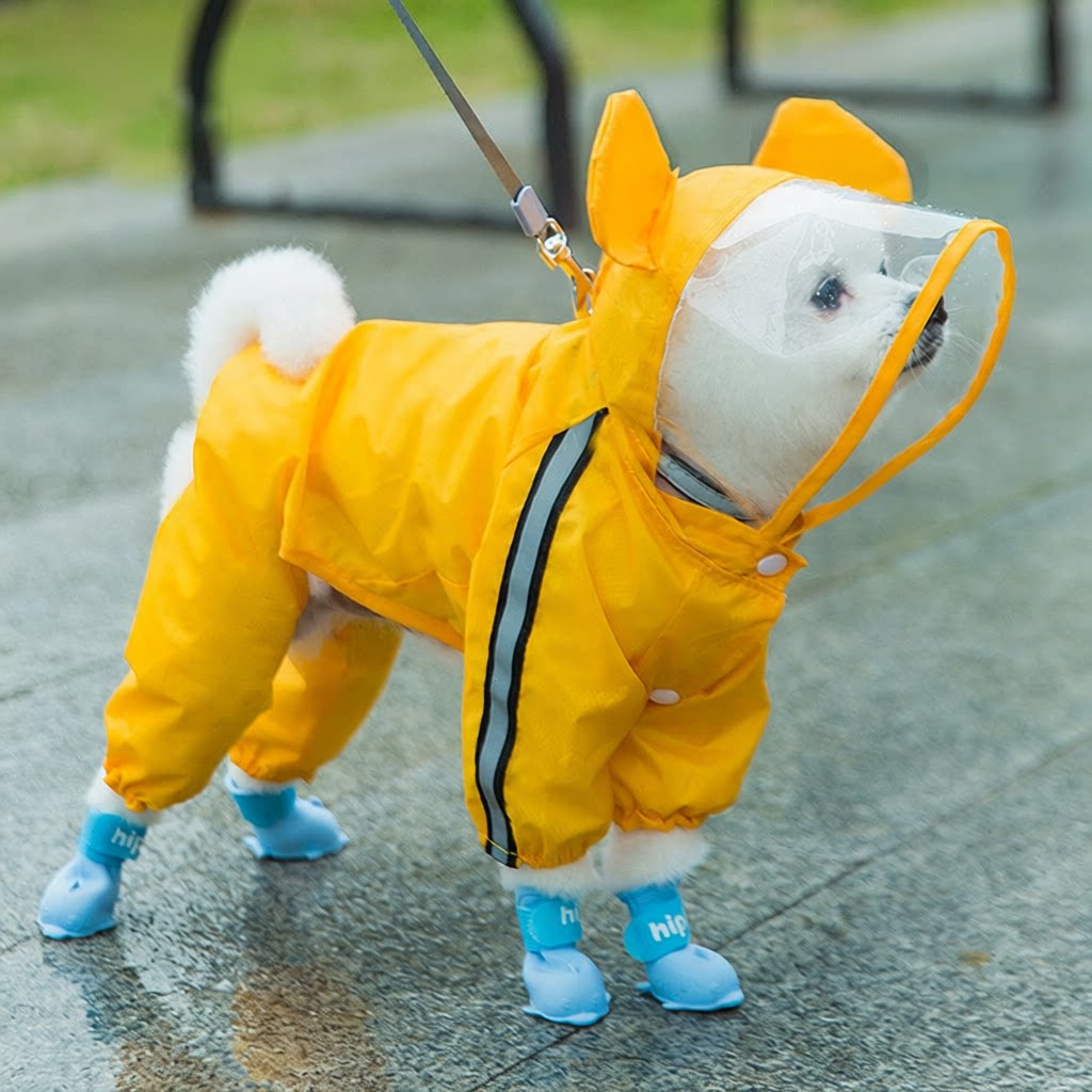 夏季卡通防水宠物衣服泰迪四脚全包雨披中大小型犬雨天遛狗狗雨衣