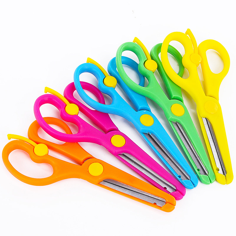 儿童安全彩色塑料圆头剪刀幼儿园小学生手工diy剪纸工具便携式