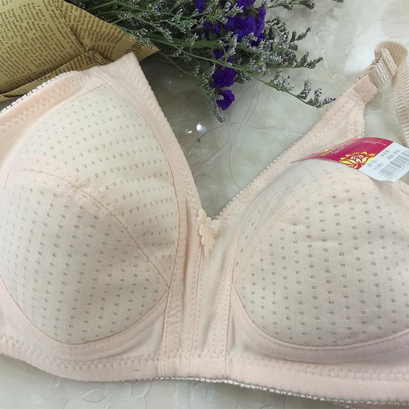 中老年人无钢圈文胸女聚拢薄款棉质大码内衣布背心式妈妈透气胸罩