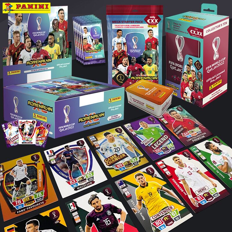 帕尼尼球星卡 2022世界杯足球明星c罗梅西英超卡牌收藏卡册盲盒套