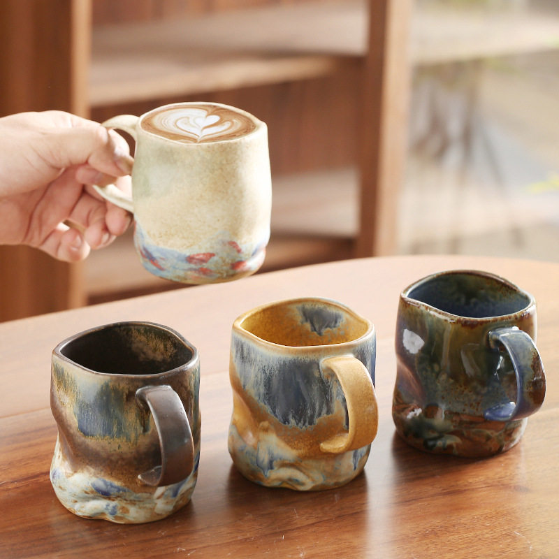 复古宅寂风陶瓷咖啡杯个性大容量马克杯创意家用陶瓷防烫茶杯水杯