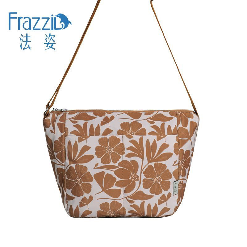 法姿女款单肩斜挎包2024新款轻便简约休闲尼龙布包时尚妈妈印花包