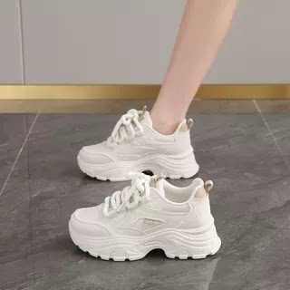 乔舟女鞋春夏季2026新款老爹鞋厚底增高小白鞋爆款运动休闲百搭