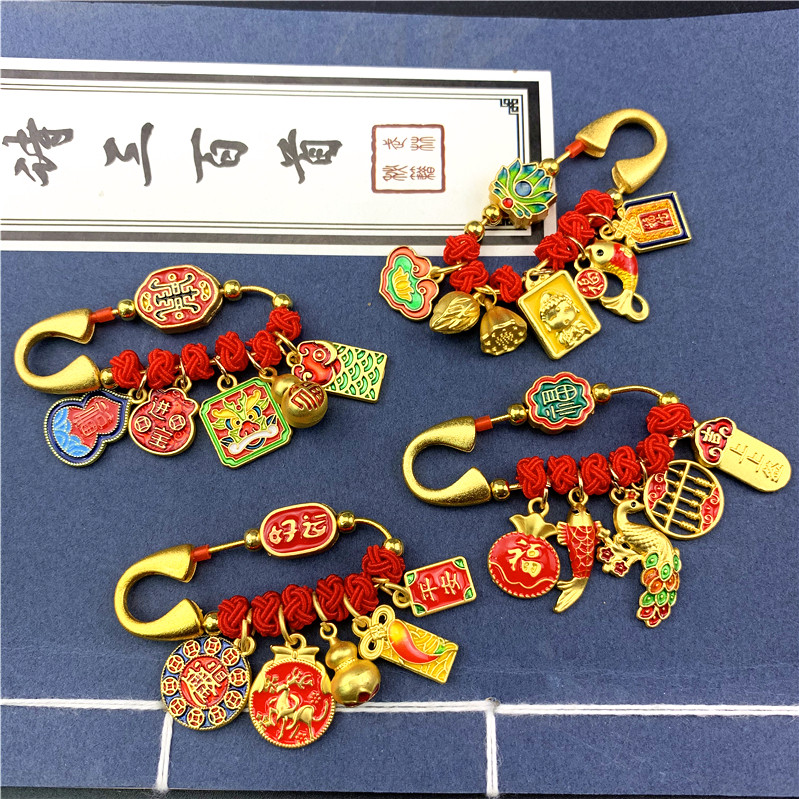 儿童孕妇安全别针婴儿外出胸针保色平安中式砂金吊坠宝宝随身挂饰