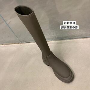整骨级修腿～显瘦套筒厚底长靴女鞋真皮雨靴长筒靴高筒靴骑士靴子