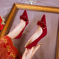 Летние красные свадебные туфли, туфли на каблуке для невесты без каблука, можно носить двумя способами, коллекция 2023, французский стиль, подходят для работы на ногах