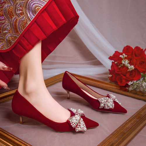 禾秀婚纱两穿新娘高跟鞋平时可穿
