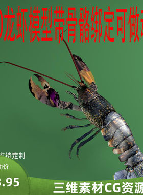 C4D龙虾模型C4D海虾模型C4D海洋生物模型C4D动物模型C4D骨骼绑定