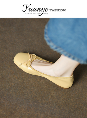 原野方头平底蝴蝶结日常通勤温柔百搭芭蕾一脚蹬单鞋2025秋秋新款