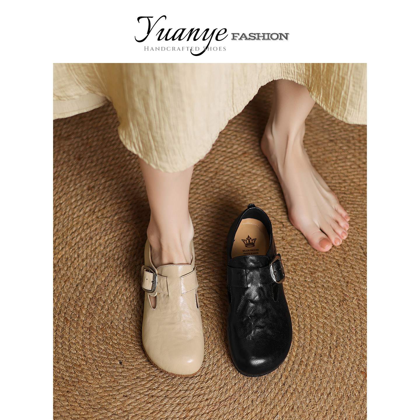 原野Yuanye●山高水长！复古皮带扣一脚蹬小皮鞋圆头平底勃肯单鞋,女鞋,勃肯鞋/软木鞋,淘宝优惠券,粉丝福利购,淘宝优惠卷